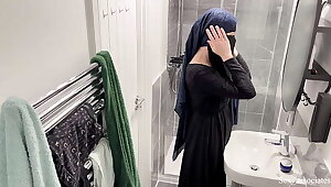 OMG! I didn't know arab girls do that. A hidden cam in my rental apartment caught a Muslim arab girl in hijab masturbating in the shower.
